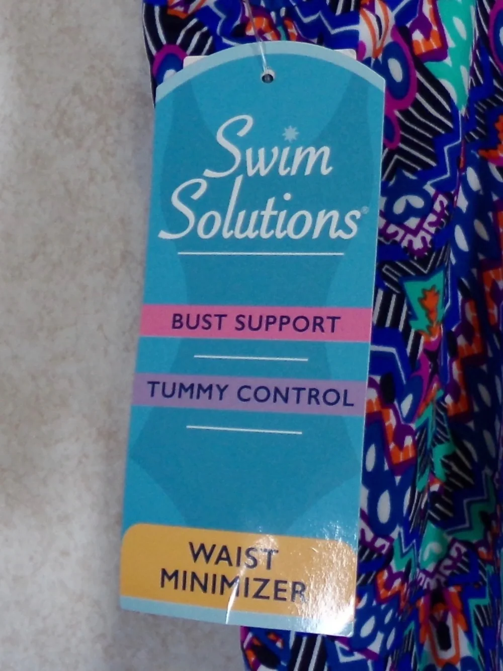 NWT*Swim Solutions 1PC Navy Multi Swim, Bust,Tummy,Waist Support Size 12 - Picture 8 of 9